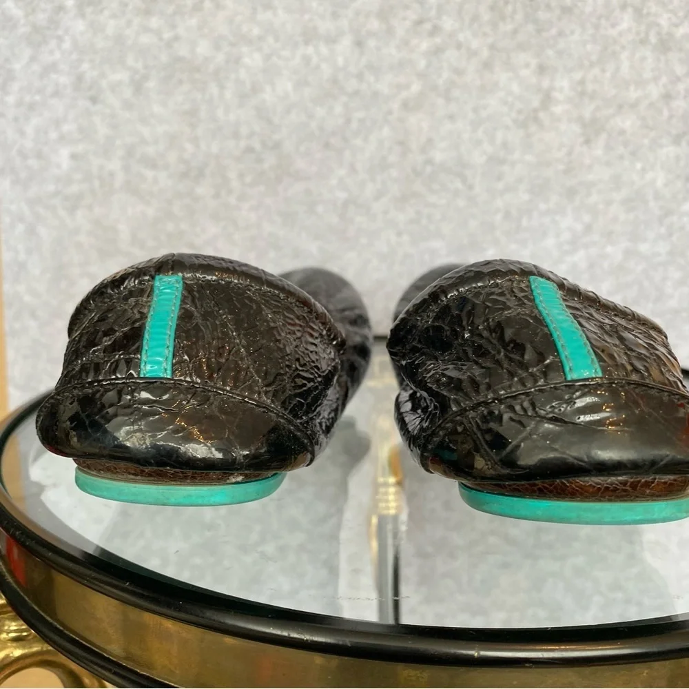 T22 Tieks by Gavrieli Obsidian Black embossed croc patent leather 9
